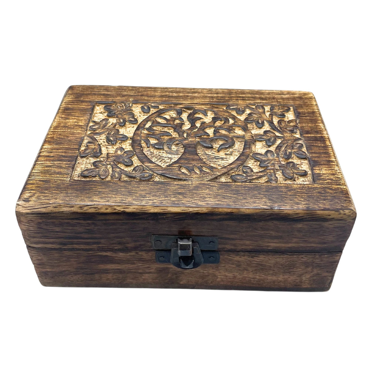 Medium Mango Wood Keepsake Box 15x10x6cm - Tree of Life