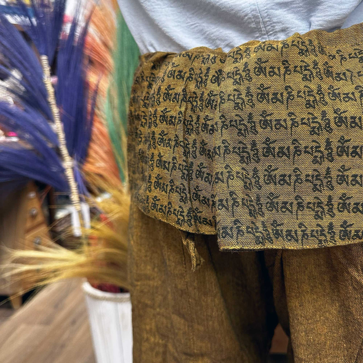 Yoga and Festival Pants - Thai Fisherman Mandala Mantra, Orange – view 6