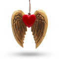 Gold Christmas Angel Wing & Heart Ornaments - Black Detail, Set of 2