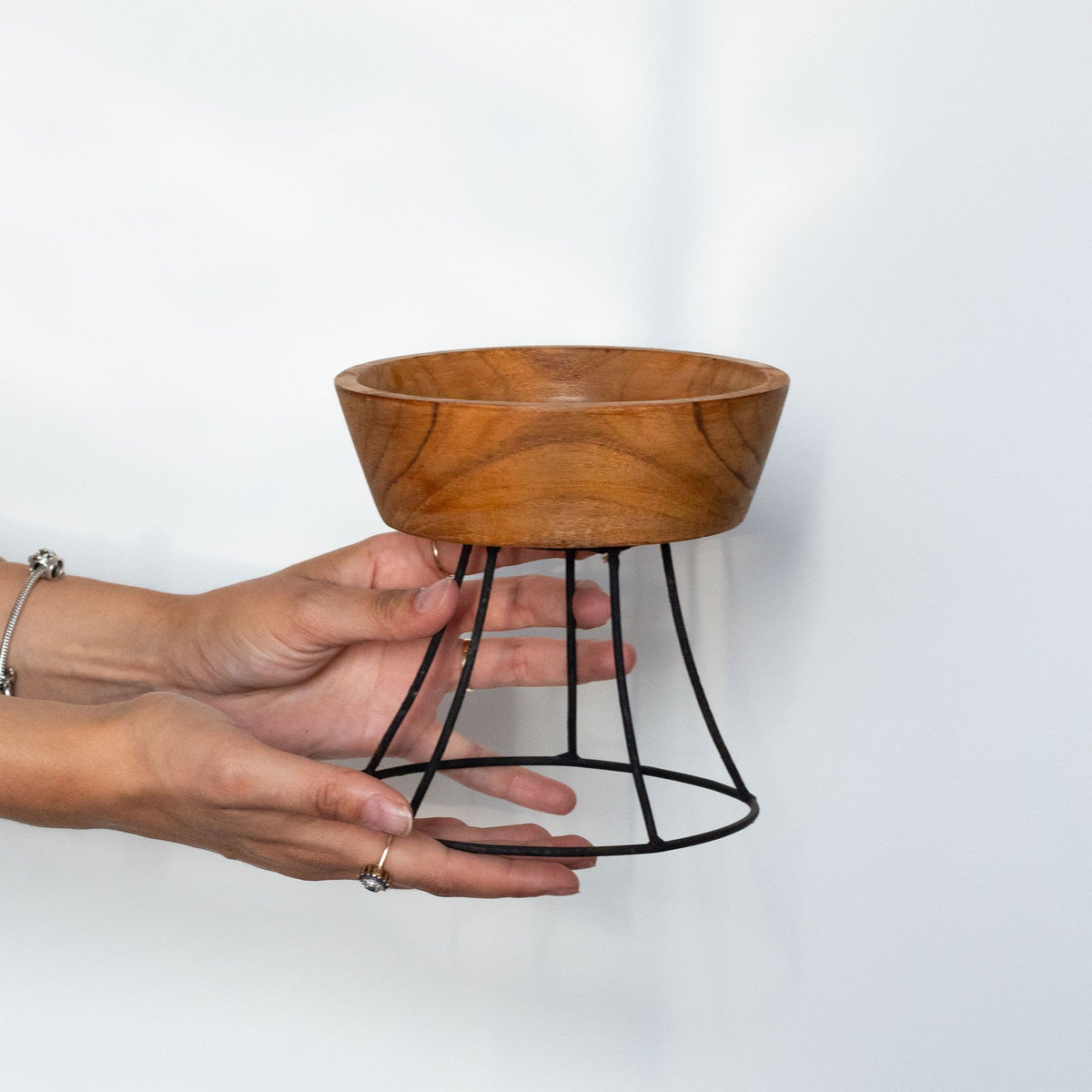 Elevated Teak Bowl on Metal Stand - Small Tray 15cm – view 4