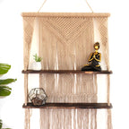 Macrame Hanging Shelf - Brown Wood, Brown Rope, 150 cm – view 2