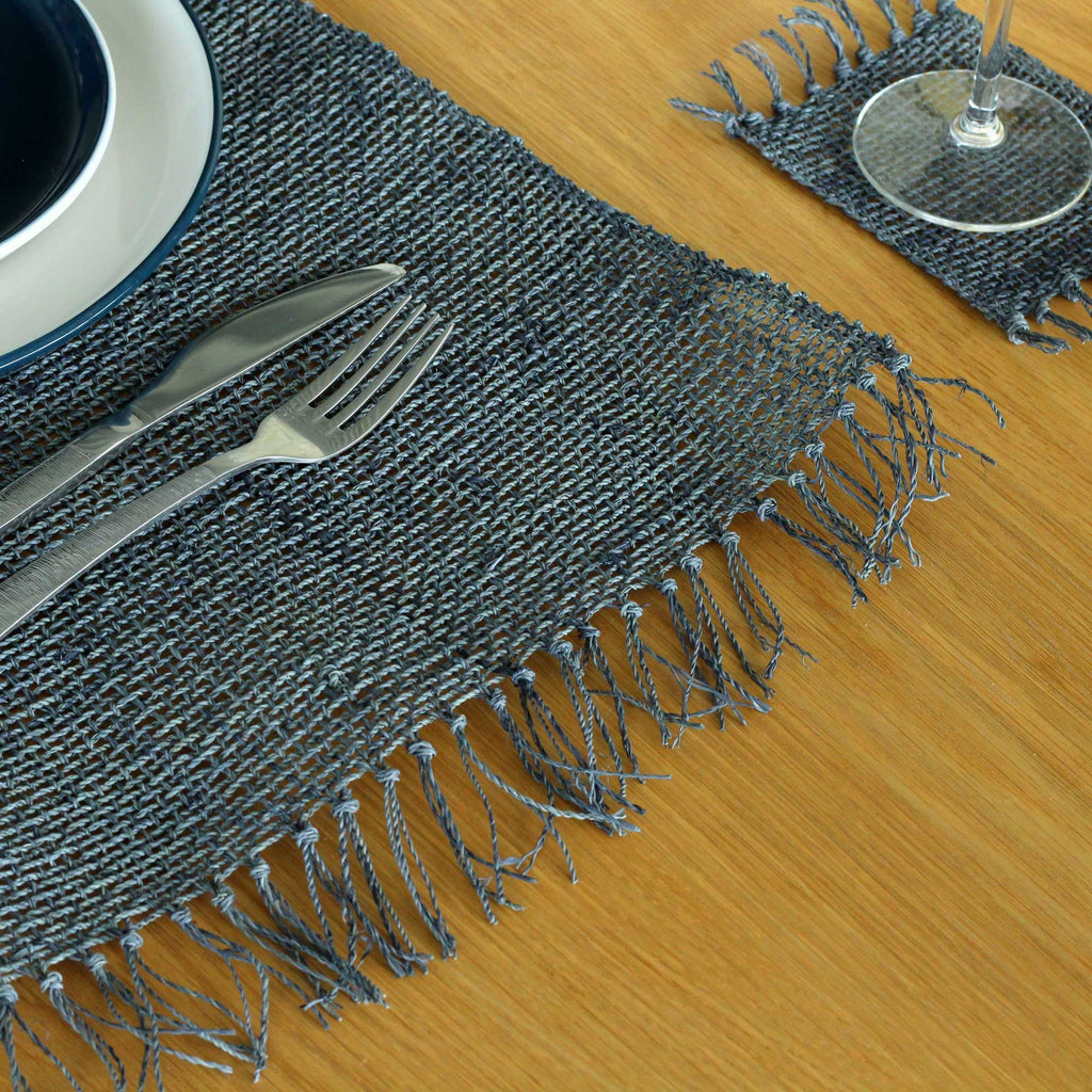 Seagrass Fringe Placemat - Charcoal