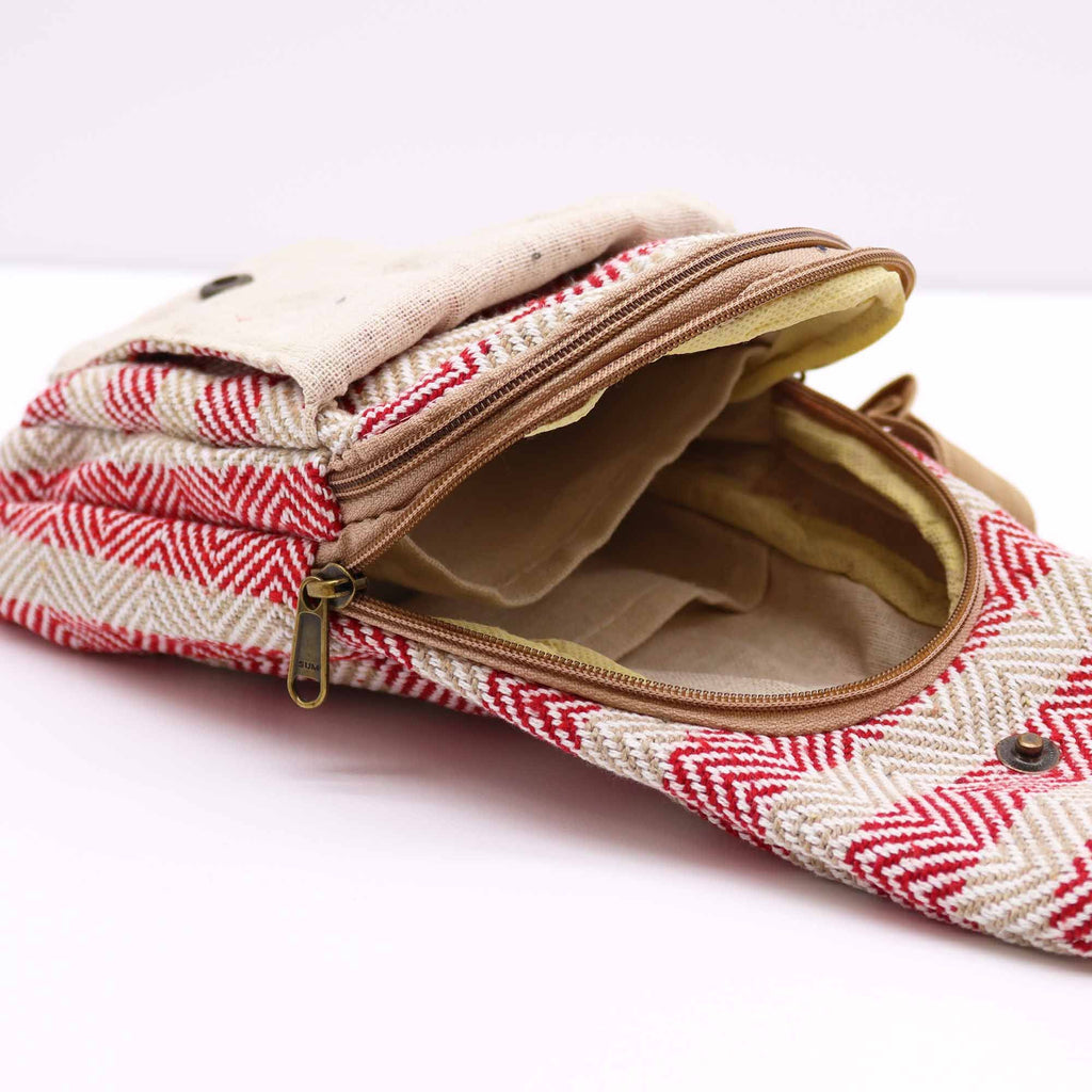 Tan & Pink Natural Cotton Cross-Body Bag