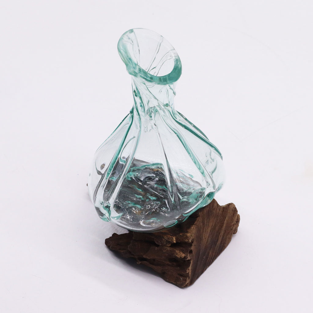Molten Glass Fancy Mini Decanter on Wood, 24cm – view 3