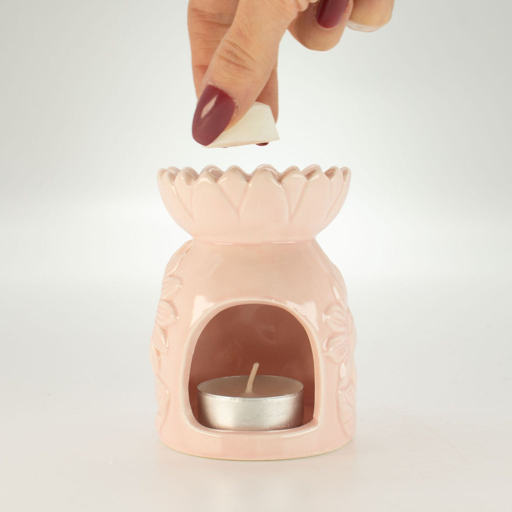 Ceramic Sunflower Oil Burner - Pastel Pink – view 5
