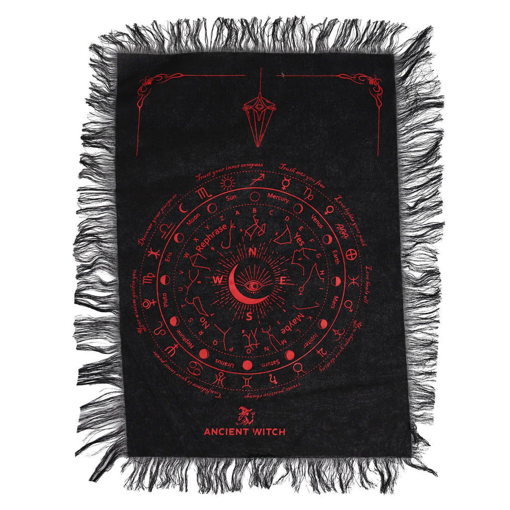 Ancient Witch Pendulum Cloth - All Seeing Eye, Black and Red