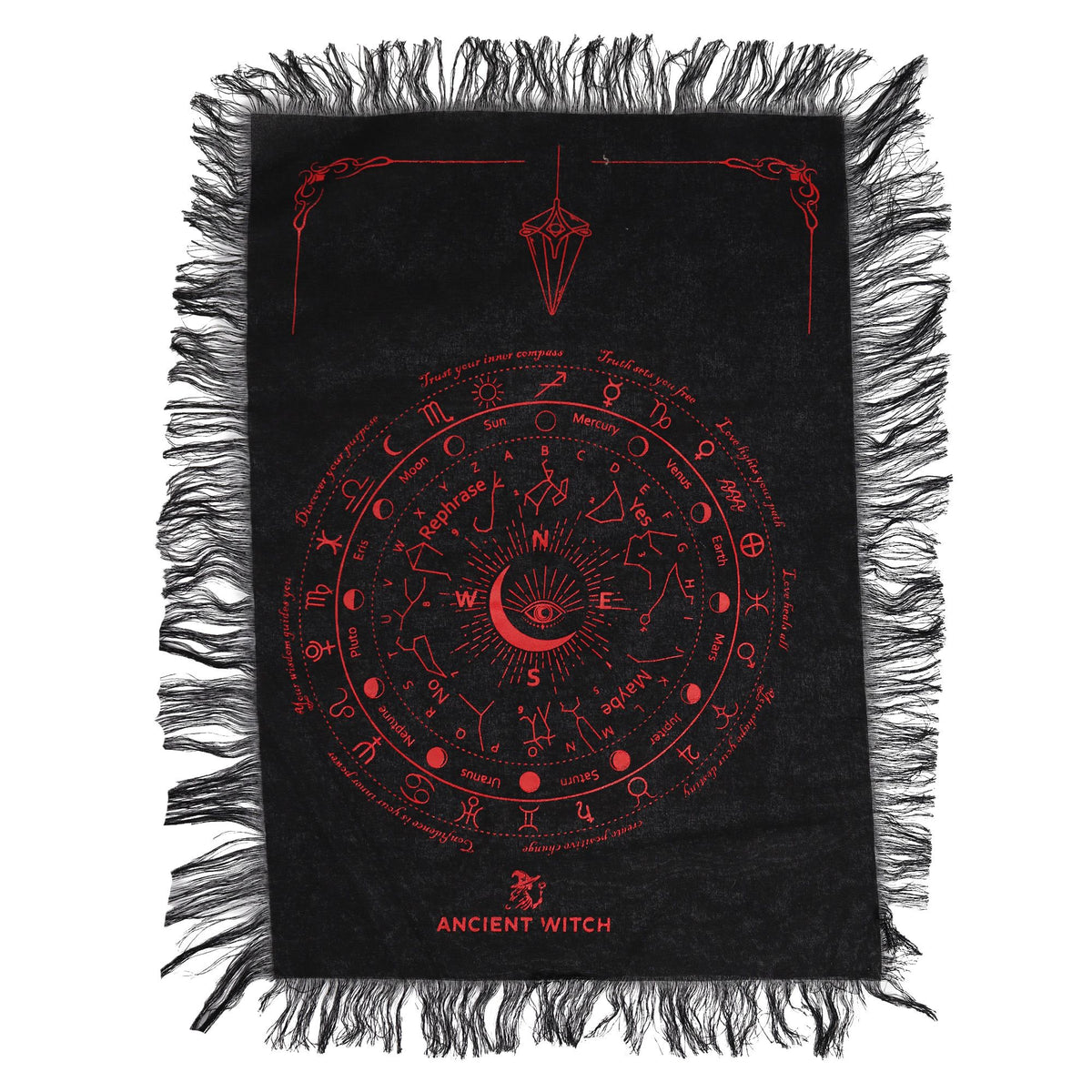 Ancient Witch Pendulum Cloth - All Seeing Eye, Black and Red