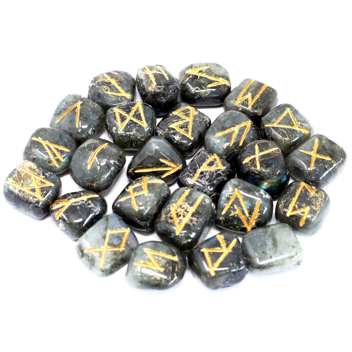 Labradorite Rune Stone Set in Cotton Pouch – view 2