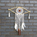 Medium Macrame Eye Dream Catcher - White, Grey & Brown