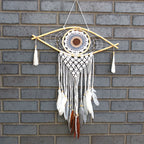 Medium Macrame Eye Dream Catcher - White, Grey & Brown
