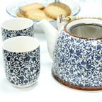 Ceramic Herbal Teapot Set with 6 Cups - Blue Pattern – view 2
