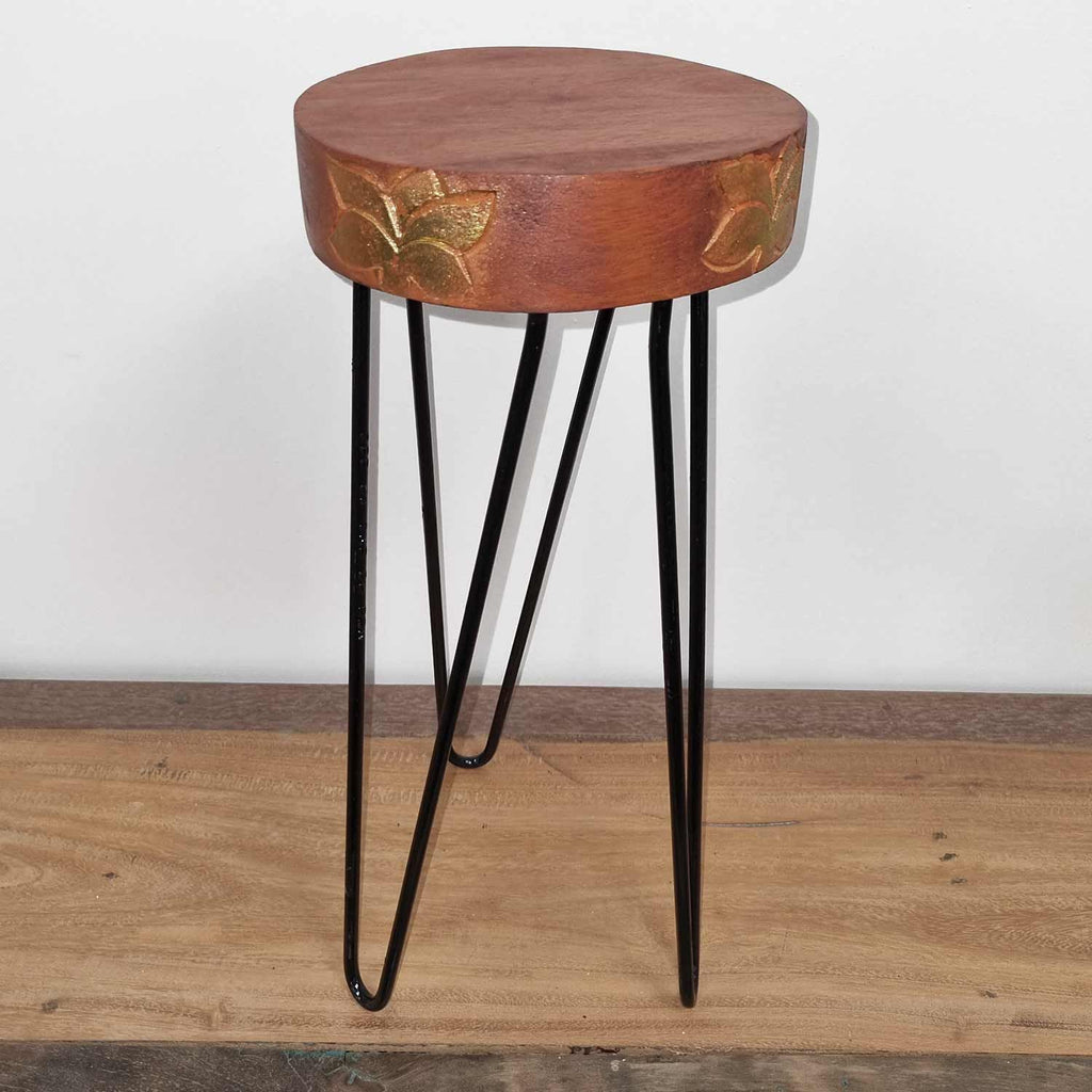 Albasia Wood Plant Stand - Terracotta & Black Detail – view 4