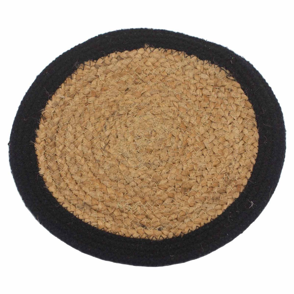 Jute & Cotton Place Mat, Black Border, 30cm
