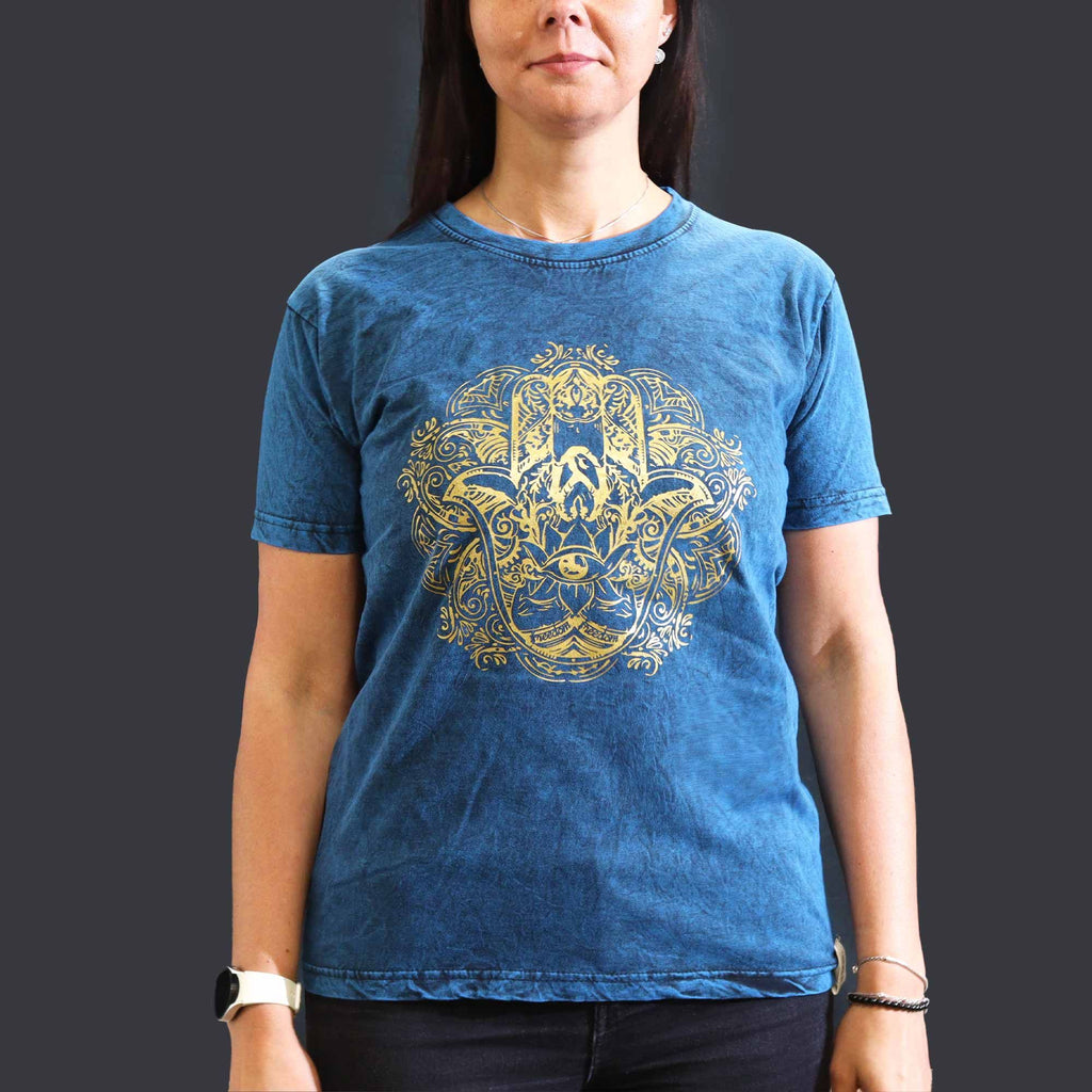 Nomad Sari Stonewashed T-Shirt - Hamsa - Blue - Medium – view 2