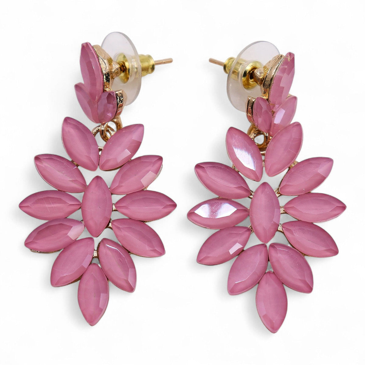 Soft Pink Vintage Glass Long Drop Earrings – view 4