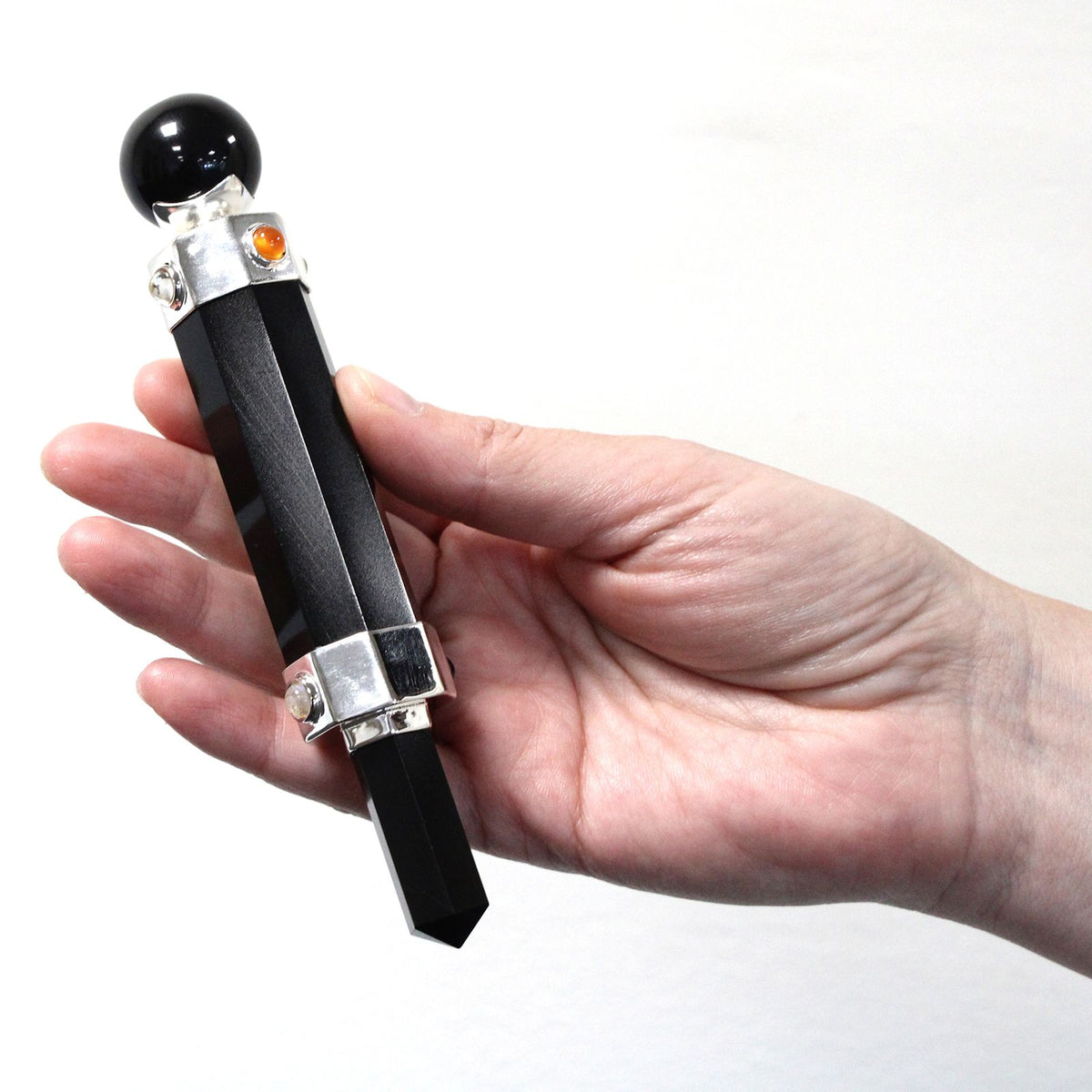 Hexagonal Crystal Healing Wand - Black Agate - 12cm – view 4