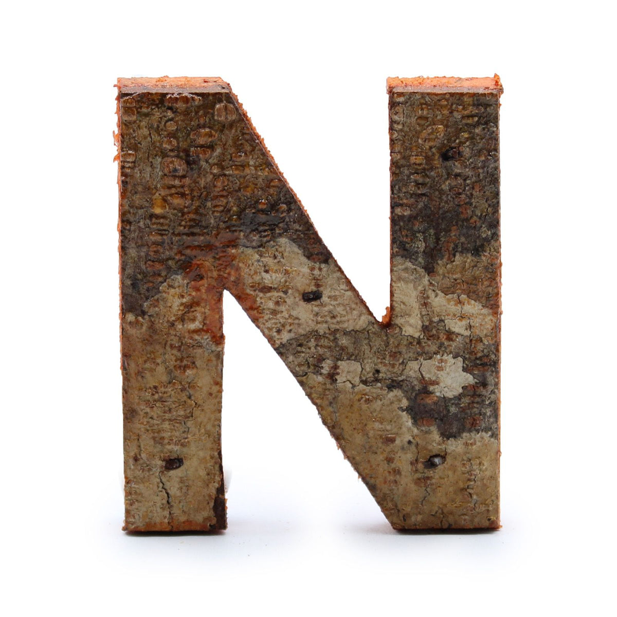 Rustic Bark Letter N - 7cm