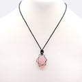 Laced Gemstone Teardrop Pendant - Rose Quartz