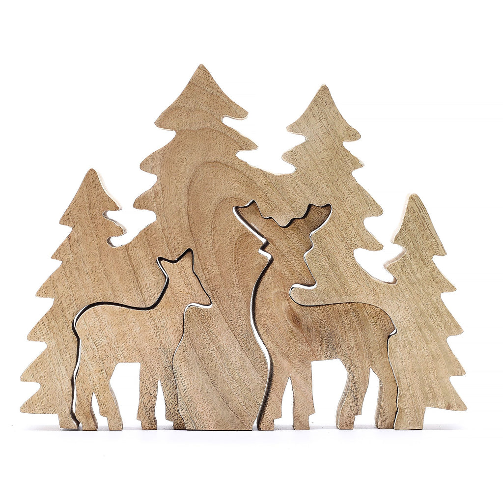 Two Deer in the Forest Wooden Decoration - 18 x 23 cm – view 9
