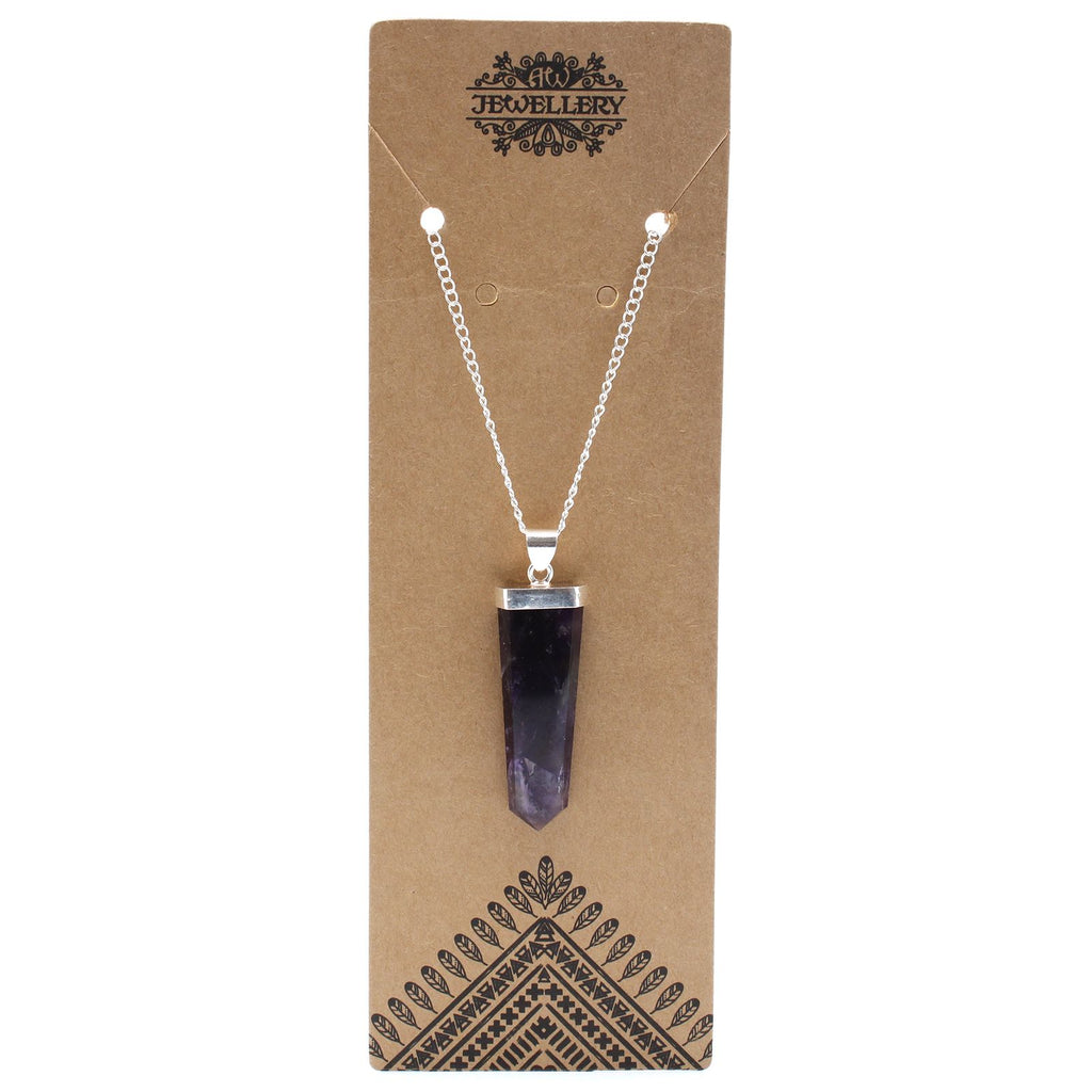 Amethyst Flat Pencil Pendant Necklace – view 2