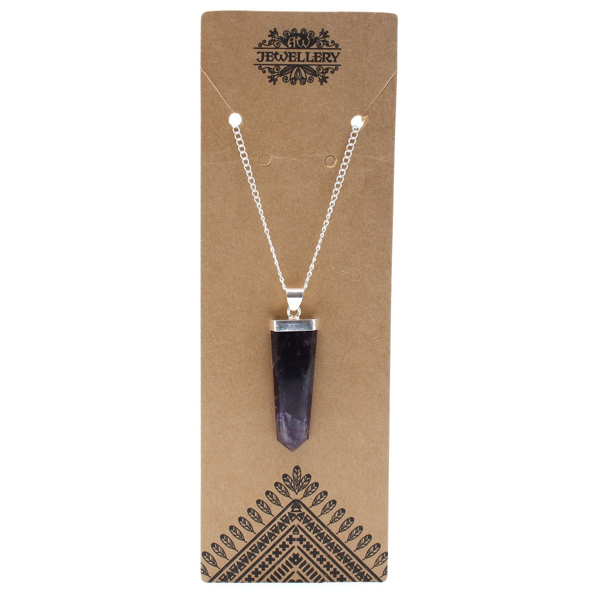 Amethyst Flat Pencil Pendant Necklace – view 2