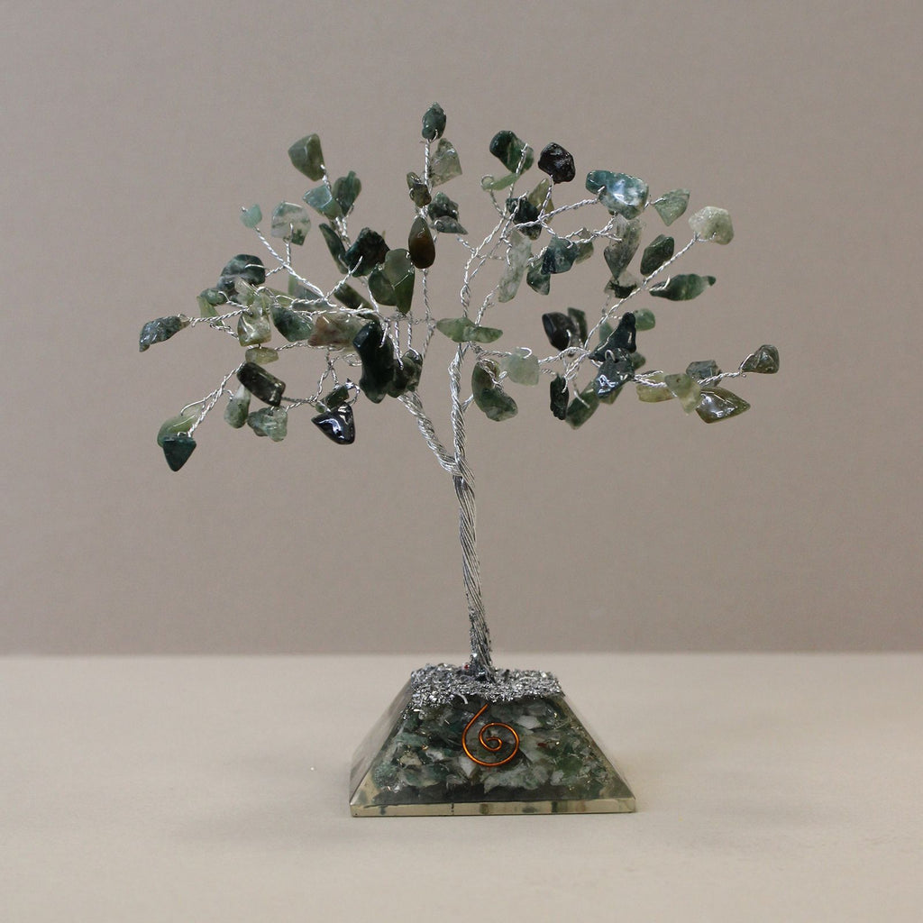 Moss Agate Gemstone Tree with Orgonite Base - 80 Stone – view 4