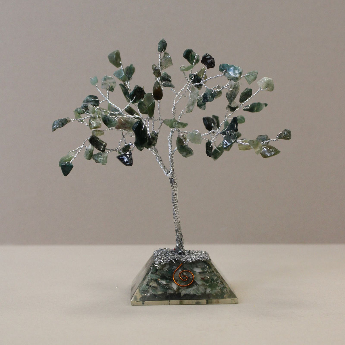 Moss Agate Gemstone Tree with Orgonite Base - 80 Stone – view 4