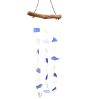 Recycled Glass Wind Chime - Three Drops, Blue & White