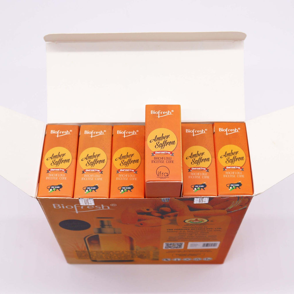 Biofresh Amber Saffron Backflow Incense Cones, 40 Pack