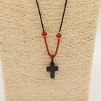 Black Agate Cross Cord Necklace Pendant – view 3