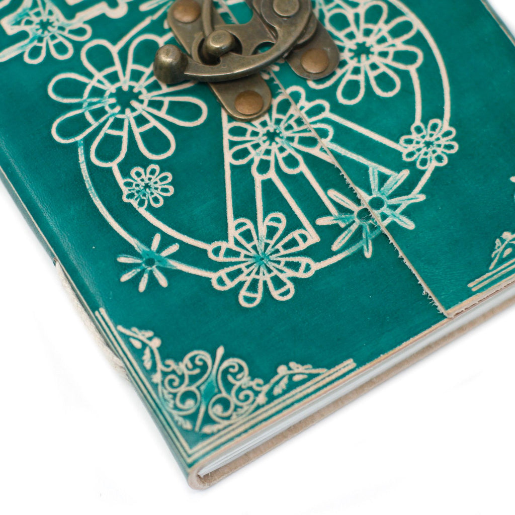 Leather Green Peace Notebook with Lock – 13x18 cm – view 6