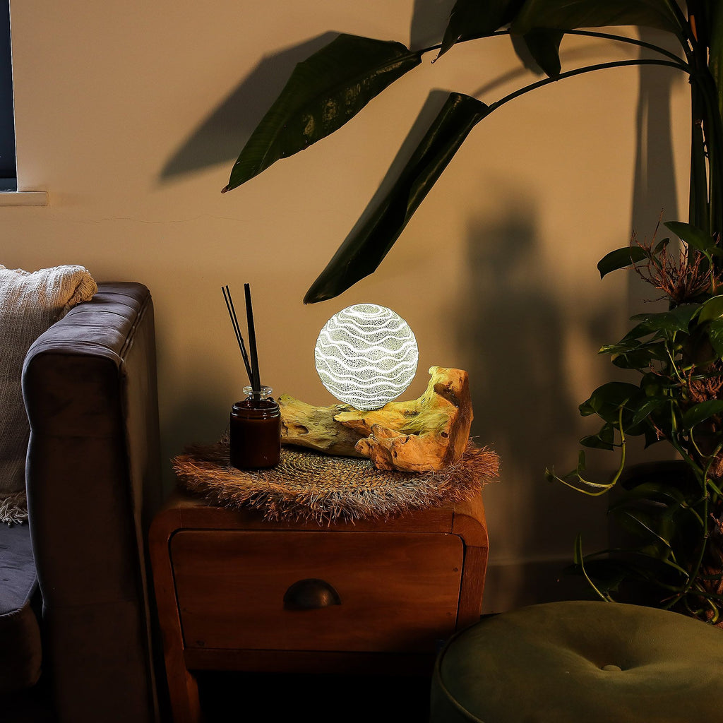 DriftGlow Lamp - Grey Luna Shade