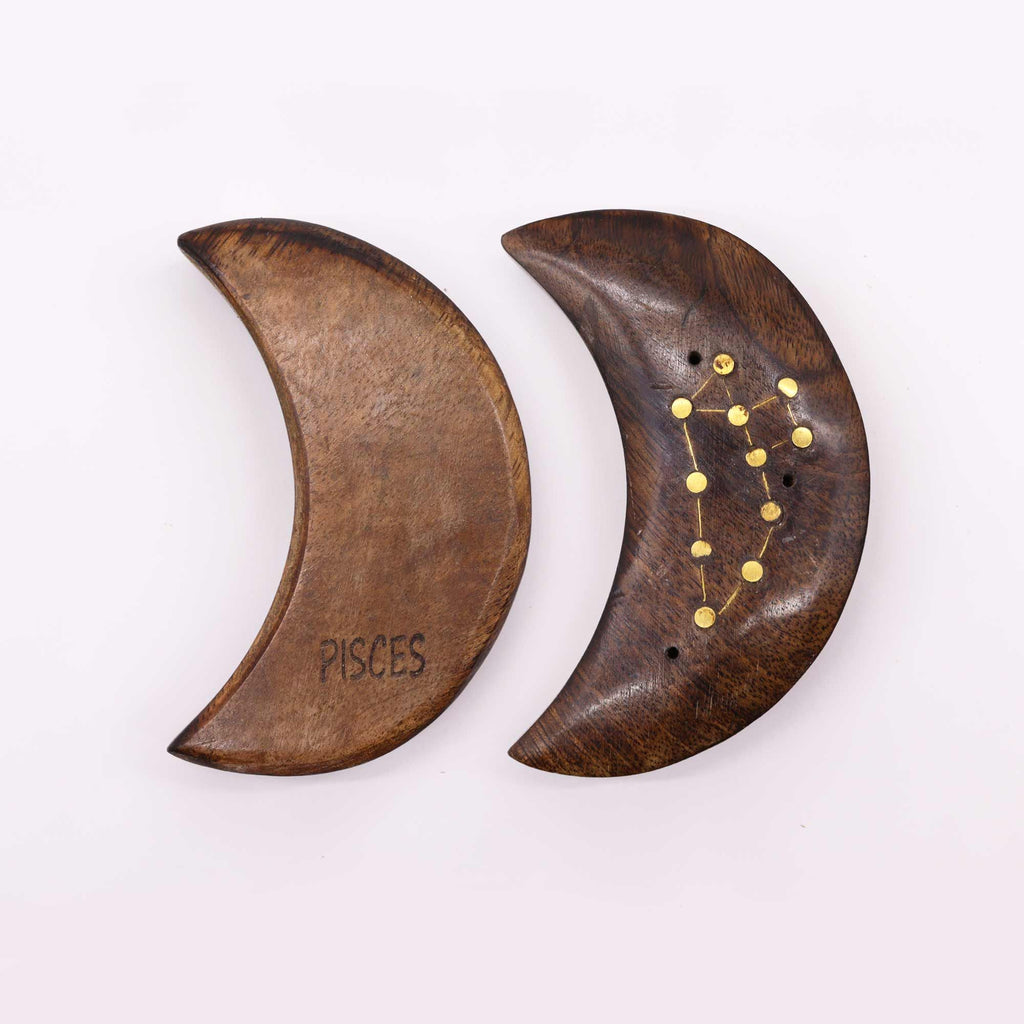 Moon Zodiac Sign Incense Burner, Engraved Brass – view 2