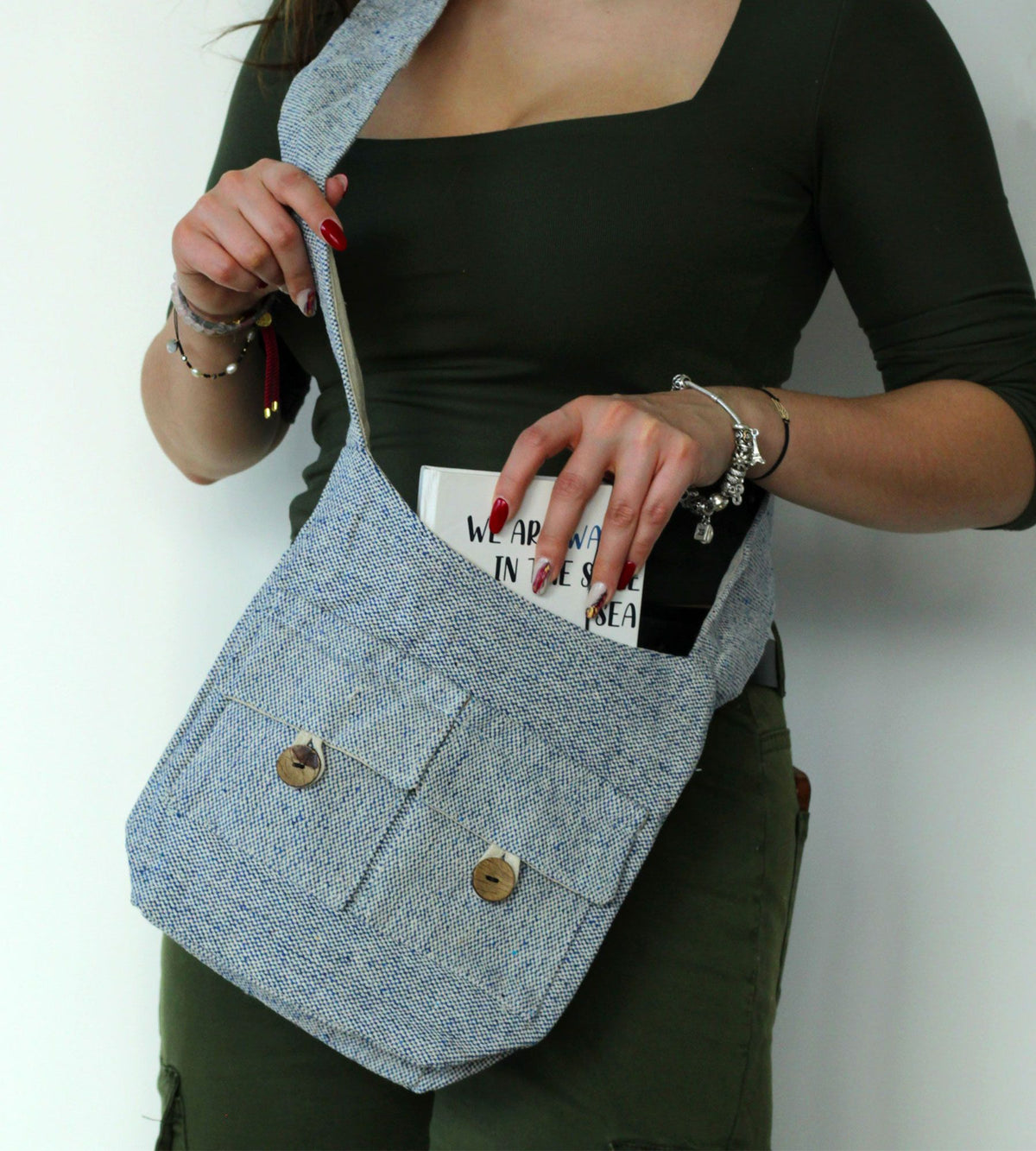 Two Pocket Cotton Bag - Soft Lavender - Medium – view 2