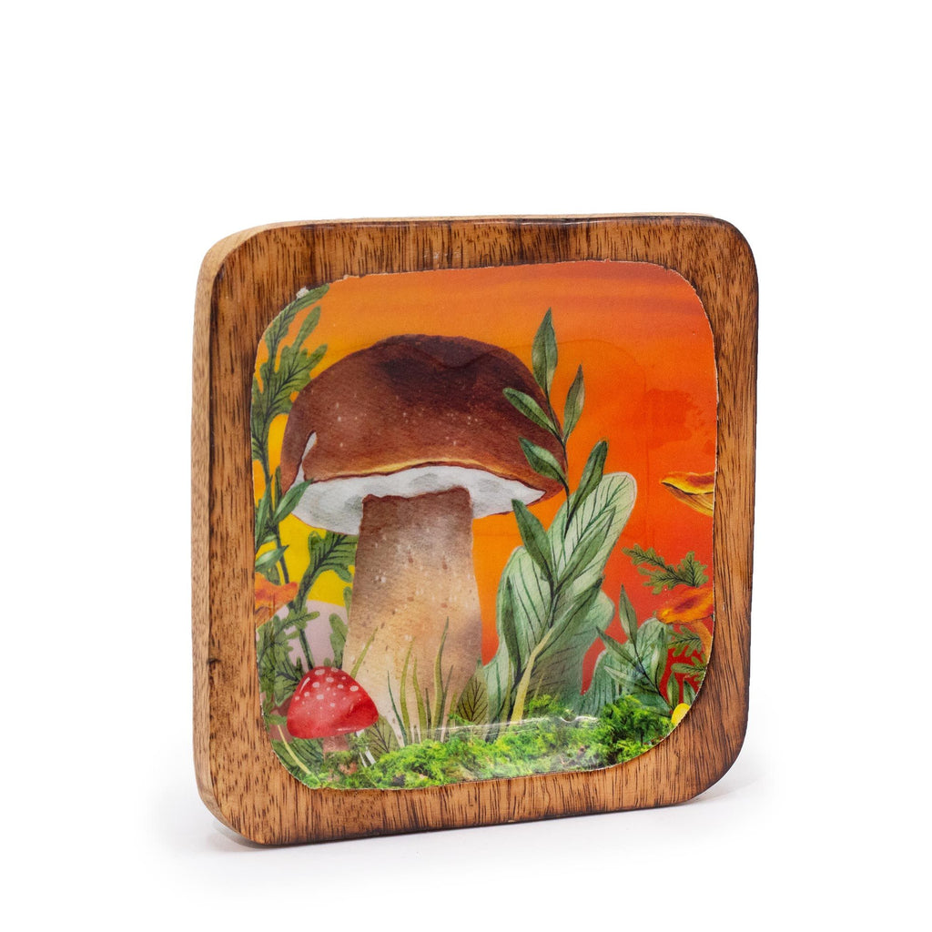 Enamelled Mushroom Trinket Tray - Large 15x15cm Maroon – view 2