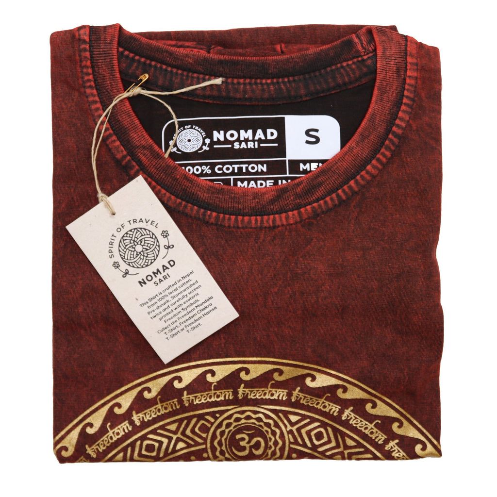Nomad Sari Stonewashed T-Shirt - Chakra - Maroon - Small – view 3
