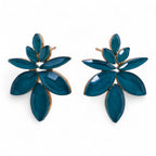 Teal Green Vintage Glass Flowers Earrings – view 2