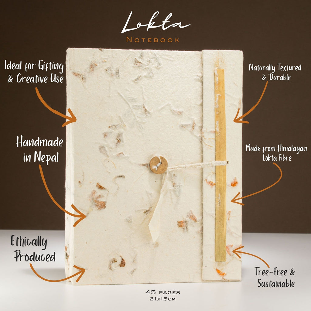Lokta Pressed Flower Notebook – Large, Bookmark – view 2