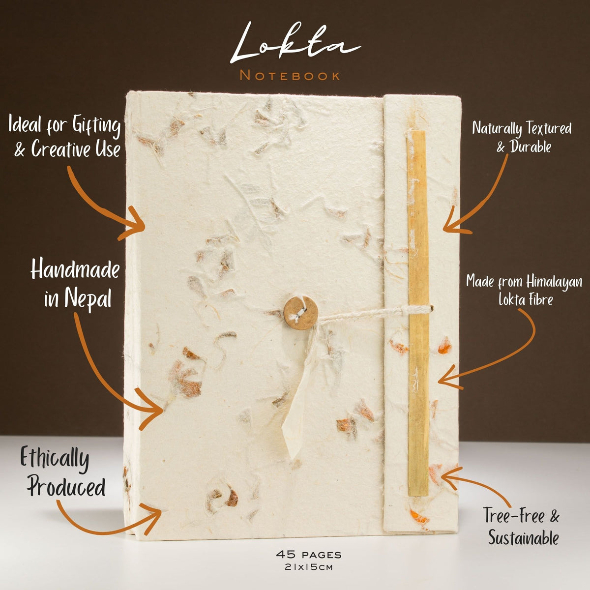 Lokta Pressed Flower Notebook – Large, Bookmark – view 2