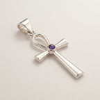 Ankh Symbol Pendant Necklace on Silver Plated Cord 45cm – view 2