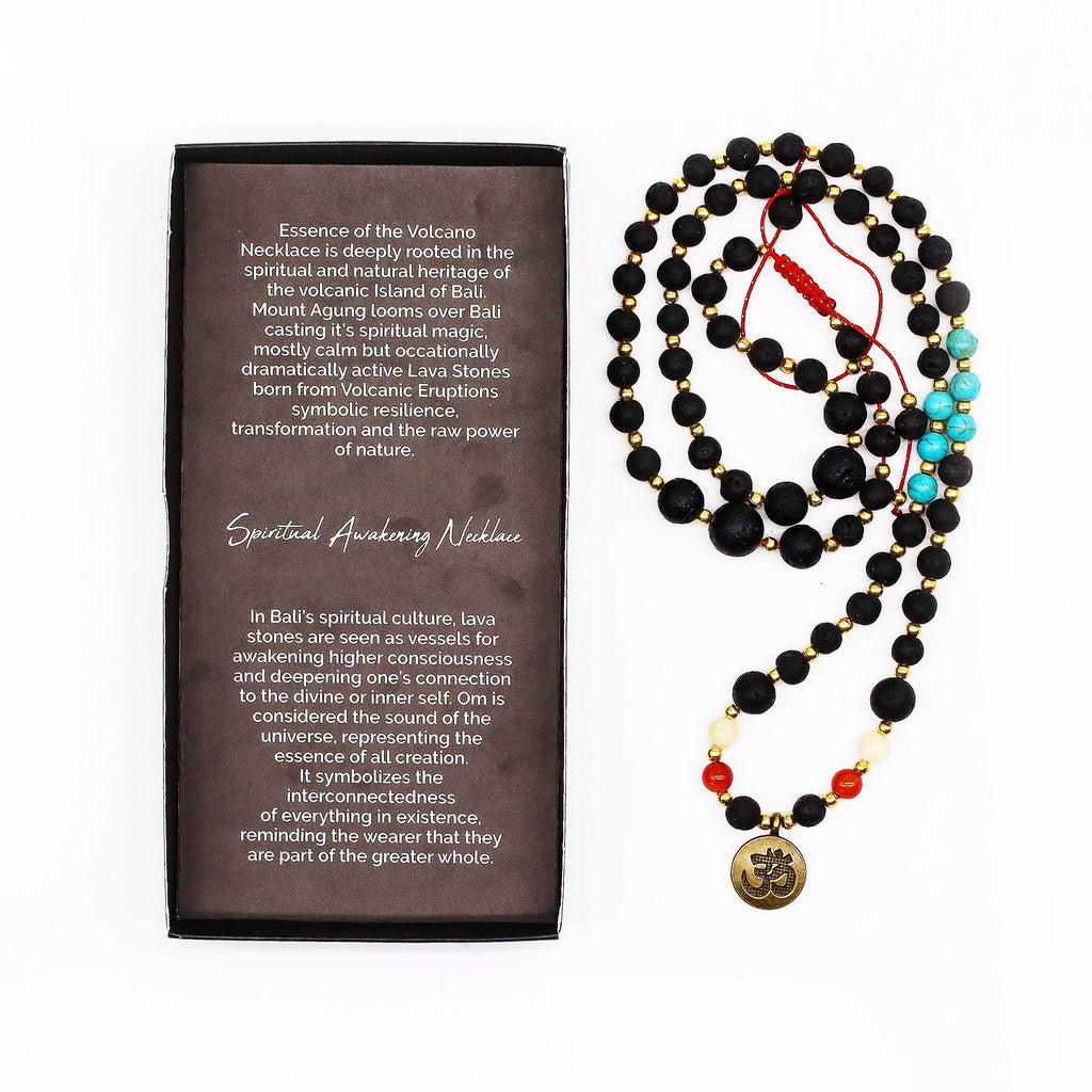 Lava Stone Necklace with Om Pendant 42cm - Spiritual Awakening – view 2