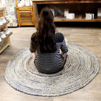 Round Jute and Recycled Denim Rug - 150 cm – view 3