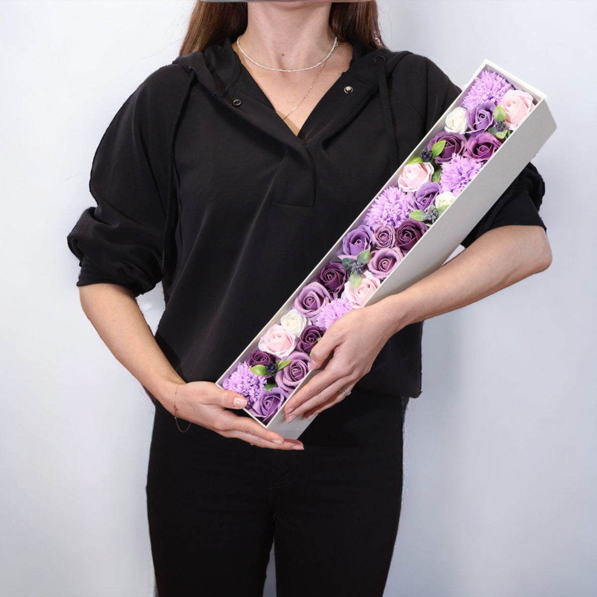 Extra Long Soap Flower Gift Box - Lavender Rose & Carnation – view 2