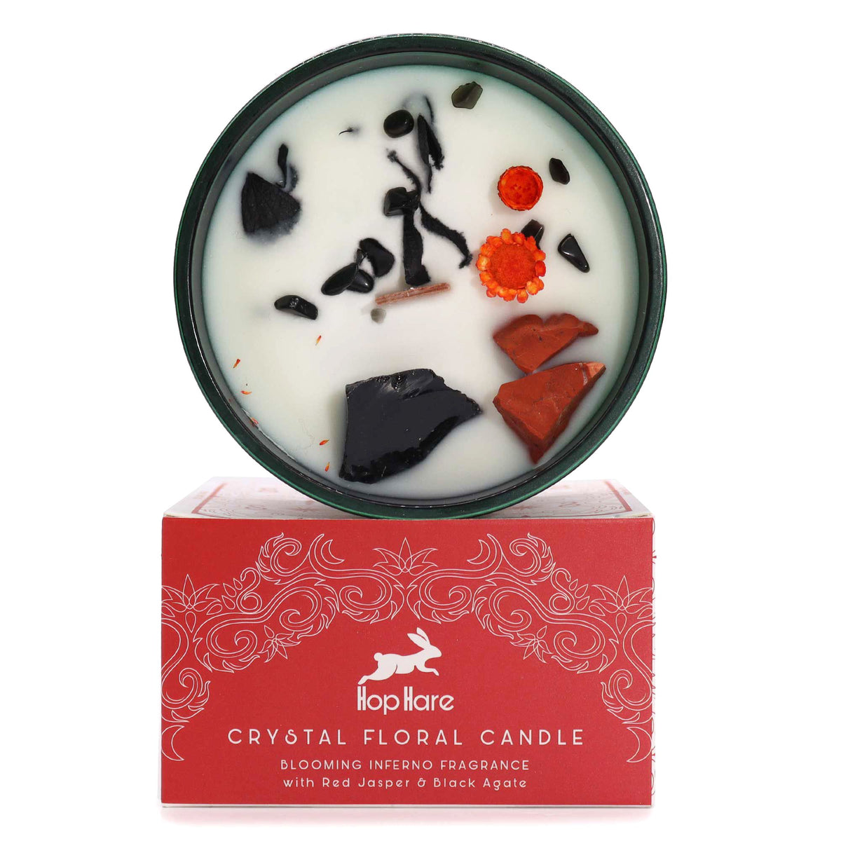 Hop Hare Crystal Magic Candle - The Devil, Red Jasper & Black Agate – view 2