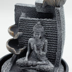 Buddha and Lotus Tabletop Water Feature, Cascading Pots – view 2