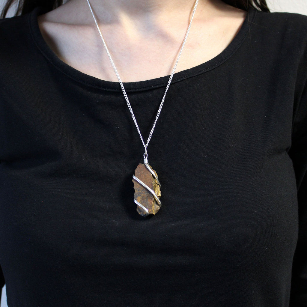 Cascade Wrapped Necklace - Rough Tiger Eye – view 3