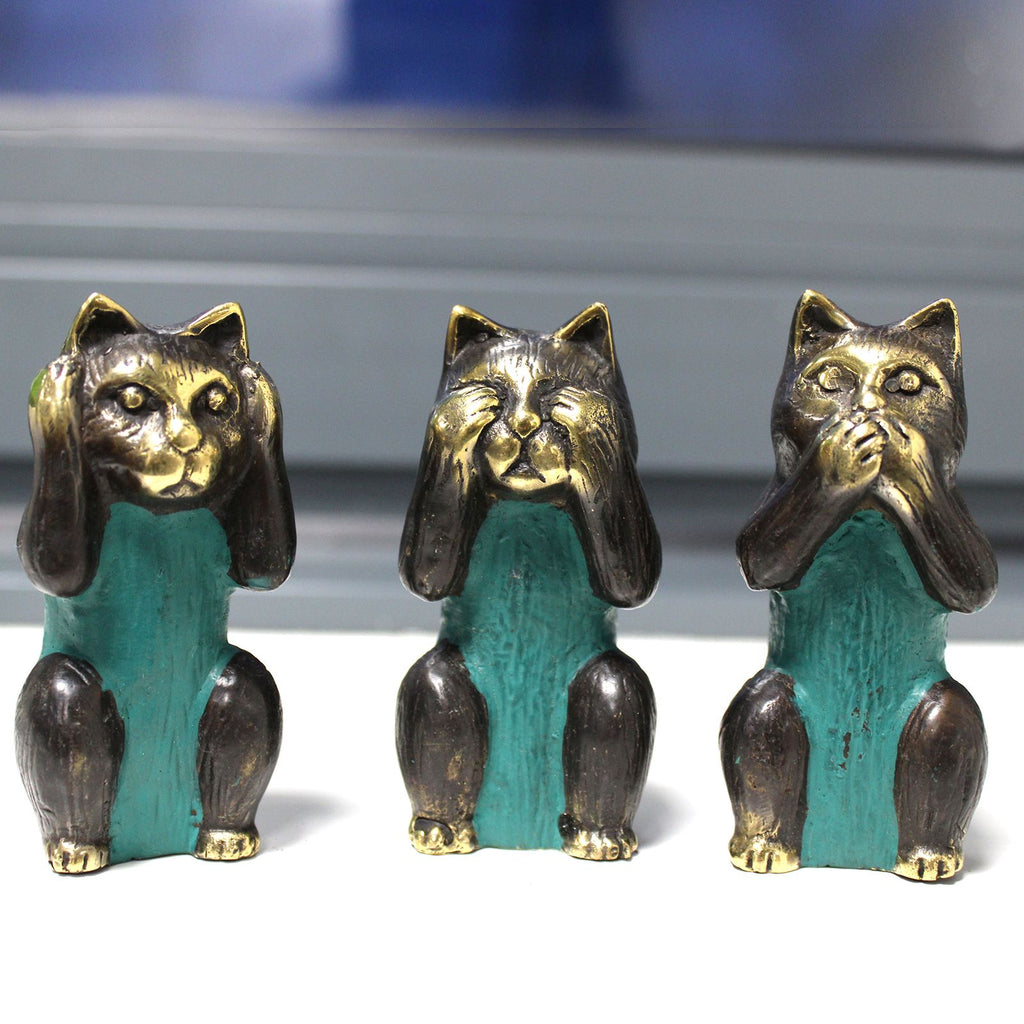 Brass See No Evil Cat Set of 3 – view 4