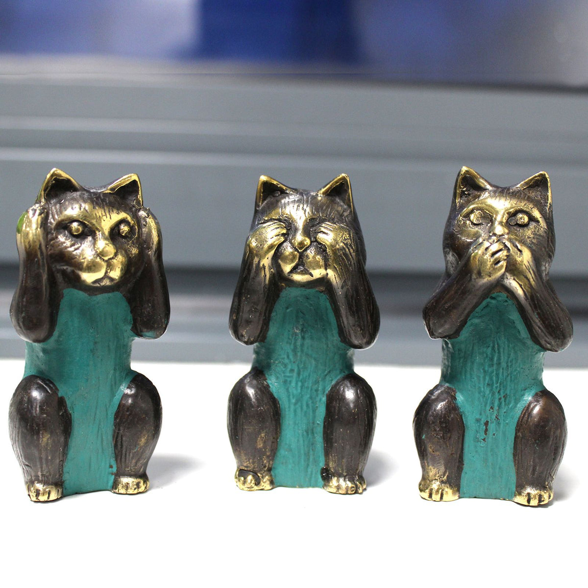 Brass See No Evil Cat Set of 3 – view 4