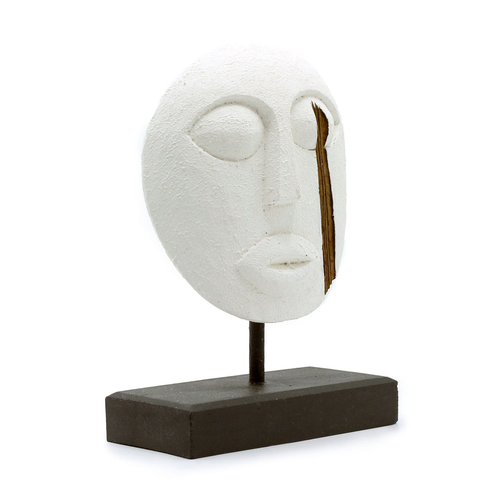 Timor Tribal Wood Mask, White Finish, 27x20cm – view 7
