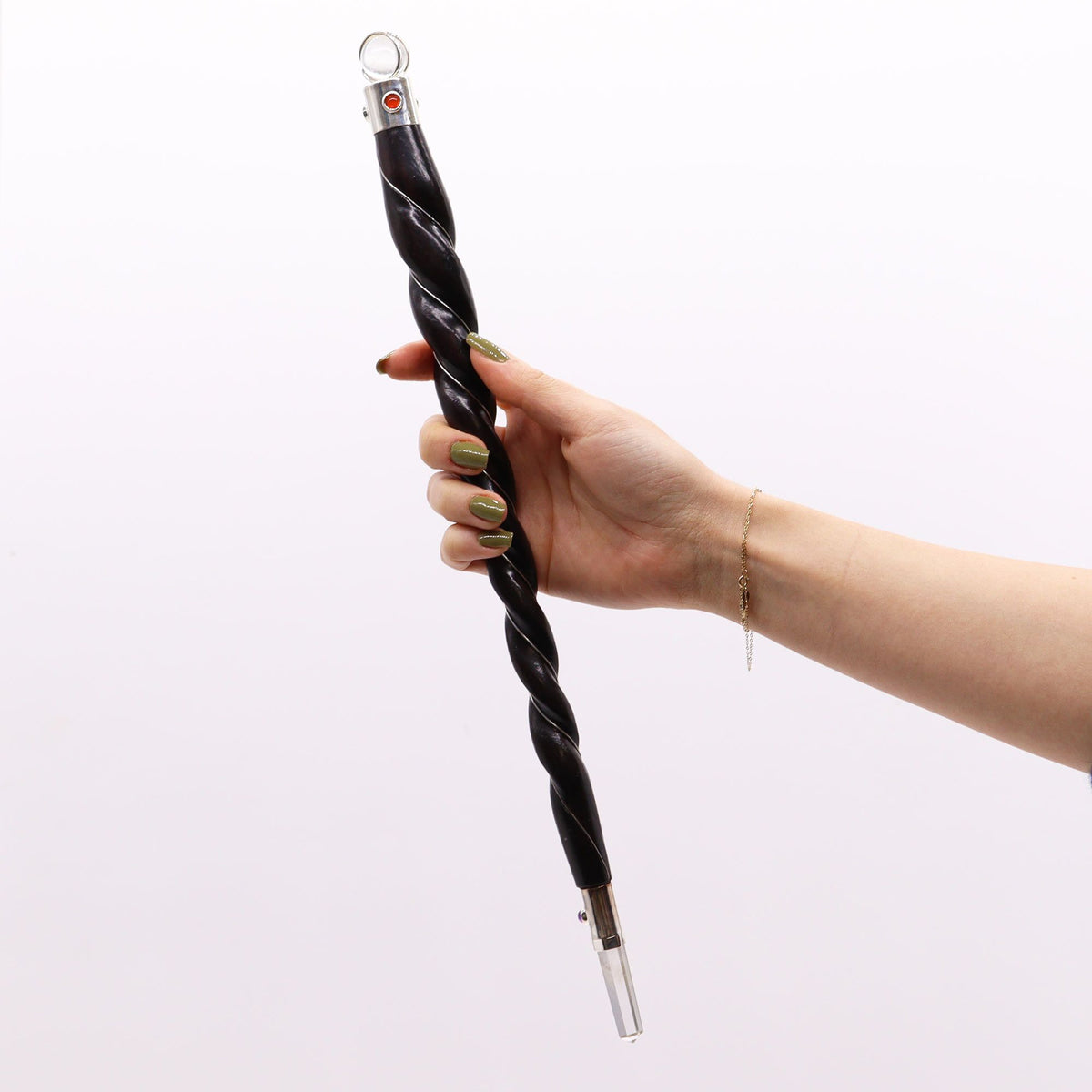 Extra Large Twisted Wood and Rock Quartz Wand - 38cm – view 2